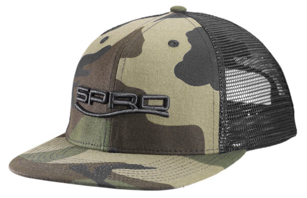 P0110-CMB  Spro Flatbill Hat Camo/Black Cap