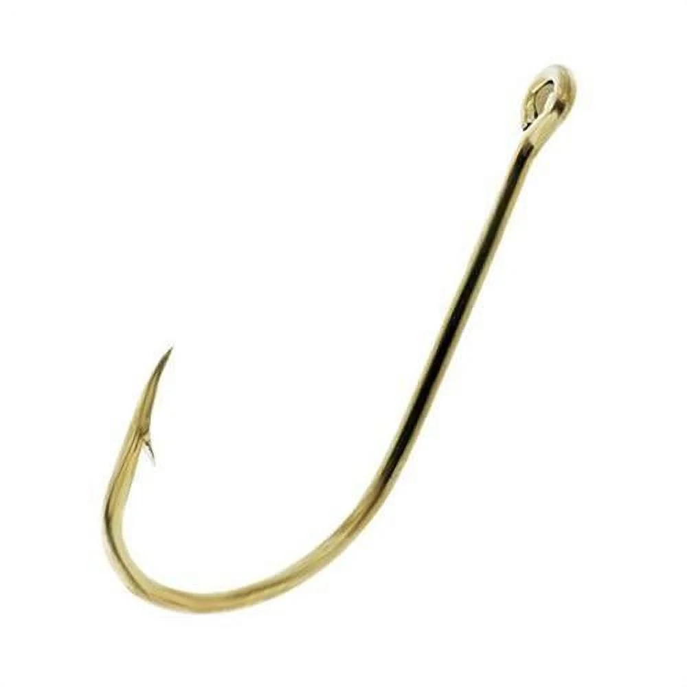 089AH-8 Eagle Claw Plain Shank Offset Gold Hooks #8