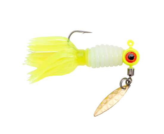 MRCSHSIPCT116-186  Strike King Sausage head Spins 1/16oz Crappie JigsRef White