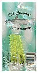 Ol' Whisker Catfish Dip Bait Worms-Chartreuse