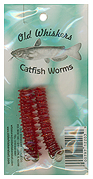 Ol' Whisker Catfish Dip Bait Worms-Red