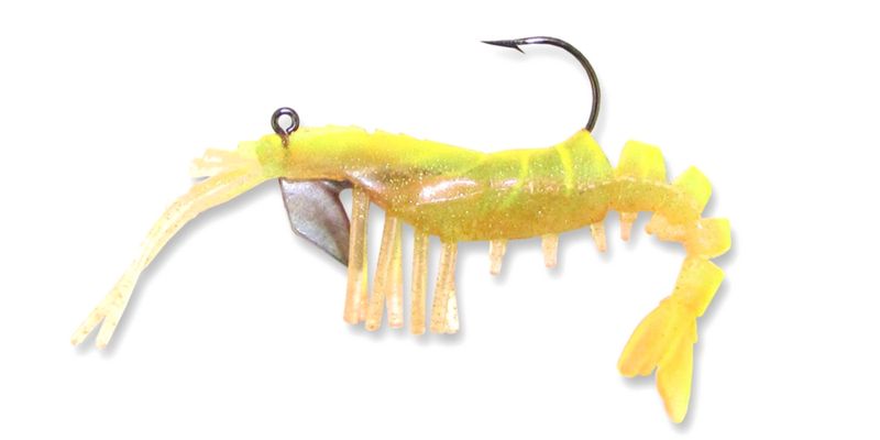 E-VS35-14-15 Vudu 3.25" shrimp 1/4oz Chartreuse 2pk
