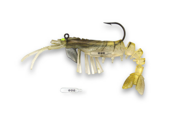 E-VS35R-14-08 Vudu 3.5" Rattler Shrimp 1/4oz Gold