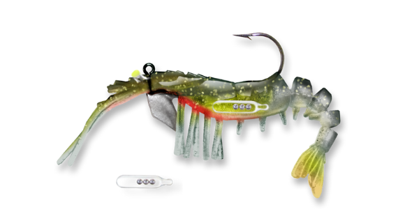 E-VS35R-14-55 Vudu 3.5" Rattler Shrimp 1/4oz Green Hornet 2pk