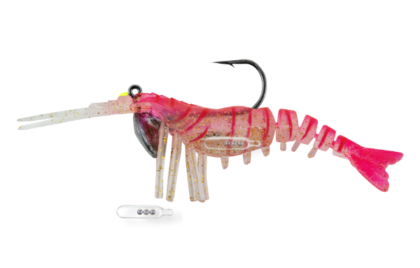 E-VS35R-14-14   Vudu 3.5" Rattler Shrimp 1/4oz Pink