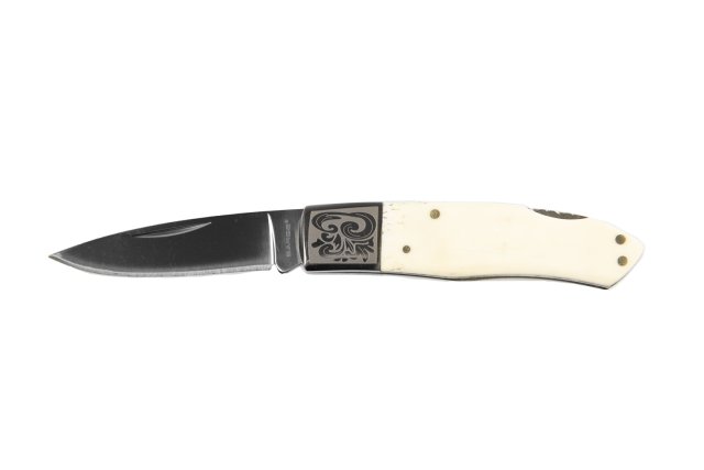 SK-703   Sarge Bovine Knife White Bone Folder